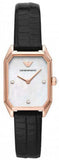 Emporio Armani Gioia Quartz Mother of Pearl Dial Black Leather Strap Watch For Women - AR11390 Authentic Buy Shop Now
