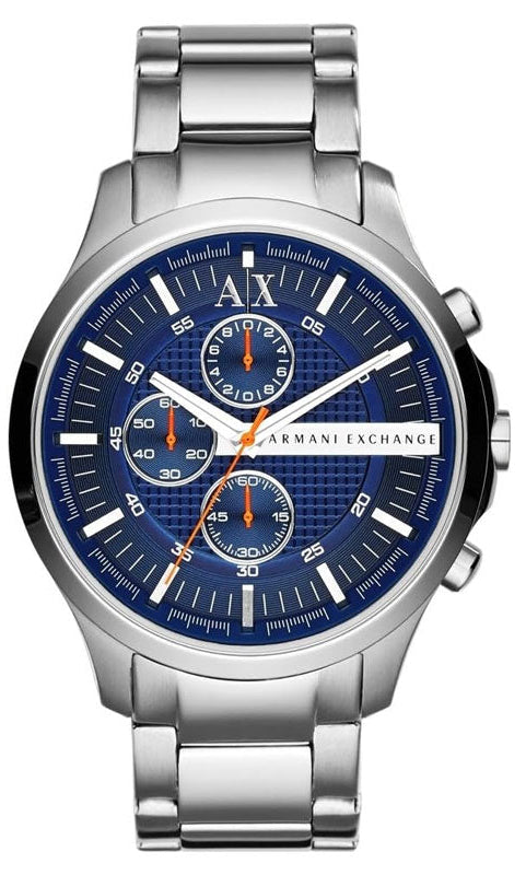 Armani Exchange Hampton Chronograph Blue Dial Silver Steel Strap Watch For Men - AX2155 Authentic Buy Shop Now