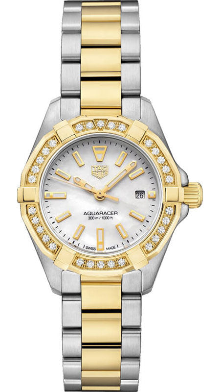 Tag Heuer Aquaracer Diamonds Mother of Pearl Dial Two Tone Steel Strap Watch for Women - WBD1421.BB0321 Authentic Buy Shop Now