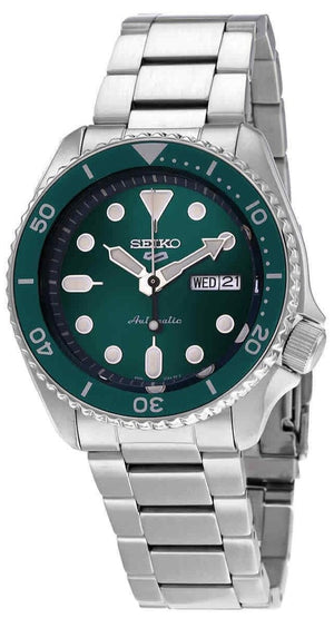 Seiko 5 Sports Automatic Green Dial Silver Steel Strap Watch For Men - SRPD61K1 Authentic Buy Shop Now