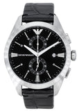 Emporio Armani Claudio Chronograph Black Dial Black Leather Strap Watch For Men - AR11542 Authentic Buy Shop Now