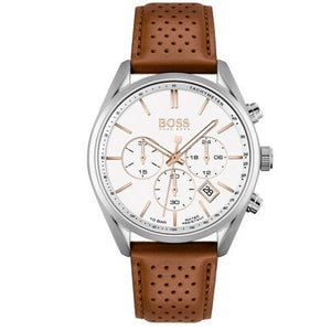 Hugo Boss Champion White Dial Brown Leather Strap Watch for Men - 1513879 Authentic Buy Shop Now