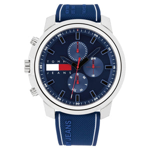 Tommy Hilfiger Wynwood Chronograph Blue Dial Blue Silicon Strap Watch For Men - 1710582 Authentic Buy Shop Now