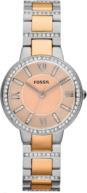 Fossil Virginia Rose Gold Dial Two Tone Steel Strap Watch for Women - ES3405 Authentic Buy Shop Now