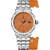 Maurice Lacroix Aikon Automatic Date Orange Dial Silver Steel Strap Watch For Men - AI6008-SS00F-530-E Authentic Buy Shop Now