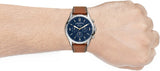 Fossil Forrester Chronograph Blue Dial Brown Leather Strap Watch for Men - S5607 Authentic Buy Shop Now