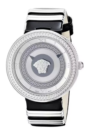Versace V Metal Icon Silver Dial Black & Silver Strap Watch for Women - VLC010014 Authentic Buy Shop Now