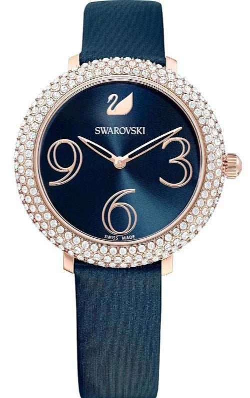 Swarovski Crystal Frost Blue Dial Blue Leather Strap Watch for Women - 5484061 Authentic Buy Shop Now
