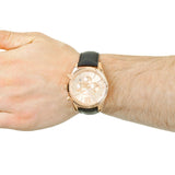 Michael Kors Lexington Chronograph Rose Gold Dial Black Leather Strap Watch For Men - MK8516 Authentic Buy Shop Now