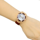 Guess Limelight Analog White Dial Brown Leather Strap Watch For Women - W0775l14 Authentic Buy Shop Now