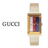 Gucci G-Frame Mother of Pearl Dial Yellow Gold Mesh Bracelet Watch For Women - YA147410 Authentic Buy Shop Now