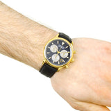 Movado Heritage Chronograph Calendoplan Blue Dial Black Leather Strap Watch for Men - 3650006 Authentic Buy Shop Now
