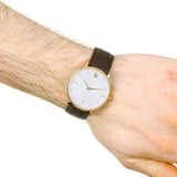 Movado Ultra Slim White Dial Brown Leather Strap Watch For Men - 0607089 Authentic Buy Shop Now