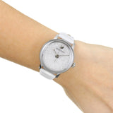 Swarovski Crystalline Hours Silver Dial White Leather Strap Watch for Women - 5295383 Authentic Buy Shop Now