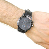 Hugo Boss Rafale Chronograph Grey Dial Grey Leather Strap Watch For Men - 1513445 Authentic Buy Shop Now