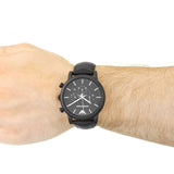Emporio Armani Luigi Chronohraph Black Dial Black Leather Strap Watch For Men - AR1970 Authentic Buy Shop Now