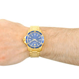 Movado Series 800 Blue Dial Gold Steel Strap Watch For Men - 2600144 Authentic Buy Shop Now