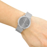 Calvin Klein Minimal Black Dial Silver Mesh Bracelet Watch for Women - K3M22123 Authentic Buy Shop Now