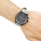 Hugo Boss Grand Prix Chronograph Black Dial Grey Leather Strap Watch for Men - 1513562 Authentic Buy Shop Now