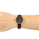 Emporio Armani Gianni T Bar Black Mother of Pearl Dial Black Leather Strap Watch For Women - AR11060 Authentic Buy Shop Now