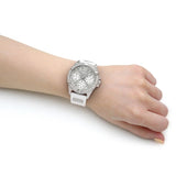 Guess Frontier Diamonds Silver Dial White Rubber Strap Watch For Women - W1160L4 Authentic Buy Shop Now
