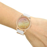 Guess Crush Crystals Gold Dial White Rubber Strap Watch for Women - W1223L3 Authentic Buy Shop Now