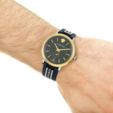 Versace V-Circle Black Dial Blue Leather Strap Watch for Men - VEBQ01419 Authentic Buy Shop Now