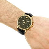 Emporio Armani Luigi Chronograph Black Dial Black Leather Watch For Men - AR1917 Authentic Buy Shop Now