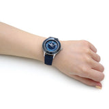 Swarovski Octea Lux Moon Crystal Blue Dial Blue Leather Strap Watch for Women - 5516305 Authentic Buy Shop Now