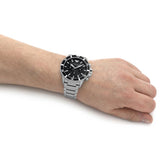 Emporio Armani Diver Chronograph Quartz Black Dial Silver Steel Strap Watch For Men - AR11360 Authentic Buy Shop Now