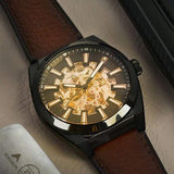 Fossil Everett Automatic Analog Black Dial Brown Leather Strap Watch for Men - ME3207 Authentic Buy Shop Now