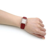 Michael Kors Emery Quartz Diamonds Silver Dial Red Leather Strap Watch For Women - MK4689 Authentic Buy Shop Now