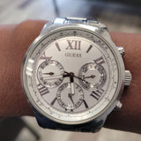 Guess Sunrise Multifunction Quartz White Dial Silver Steel Strap Watch For Women - W0330L3 Authentic Buy Shop Now