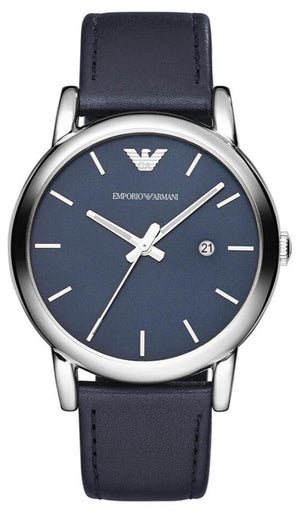 Emporio Armani Classic Quartz Blue Dial Black Leather Strap Watch For Men - AR1731 Authentic Buy Shop Now