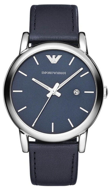 Emporio Armani Classic Quartz Blue Dial Black Leather Strap Watch For Men - AR1731 Authentic Buy Shop Now