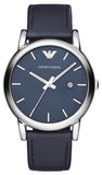 Emporio Armani Classic Quartz Blue Dial Black Leather Strap Watch For Men - AR1731 Authentic Buy Shop Now