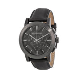 Burberry The City Chronograph Ion Plated Grey Dial Grey Leather Strap Watch for Men - BU9384 Authentic Buy Shop Now