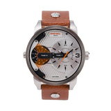 Diesel Mini Daddy Silver Dial Brown Leather Strap Watch For Men - DZ7309 Authentic Buy Shop Now