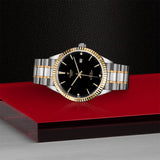 Tudor Style Automatic Diamonds Black Dial Two Tone Steel Strap Watch for Men - M12713-00011 Authentic Buy Shop Now