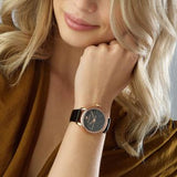 Swarovski Crystalline Hours Black Dial Black Leather Strap Watch for Women - 5295377 Authentic Buy Shop Now