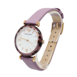 Emporio Armani Gianni Mother of Pearl Dial Purple Leather Strap Watch For Women - AR11003 Authentic Buy Shop Now