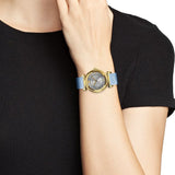 Versace V-Motif Grey Dial Blue Leather Strap Watch for Women - VERE00318 Authentic Buy Shop Now