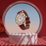 Emporio Armani Gianni T-Bar Analog Mother of Pearl Dial Red Leather Strap Watch For Women - AR11322 Authentic Buy Shop Now