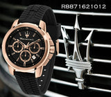 Maserati Successo 44mm Black Rose Gold Dial Black Rubber Strap Watch For Men - R8871621012 Authentic Buy Shop Now