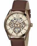 Guess Multi-Function Chronograph White Dial Brown Leather Strap Watch For Men - GW0389G8 Authentic Buy Shop Now
