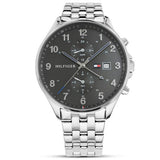 Tommy Hilfiger West Quartz Black Dial Silver Steel Strap Watch For Men - 1791707 Authentic Buy Shop Now