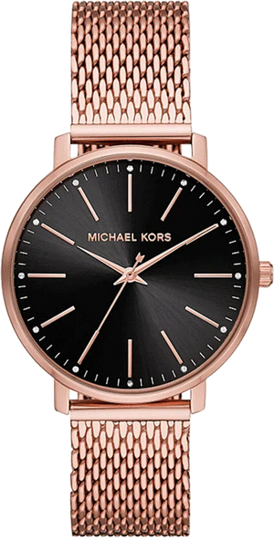 Michael Kors Pyper Analog Black Dial Rose Gold Mesh Strap Watch For Women - MK4566 Authentic Buy Shop Now