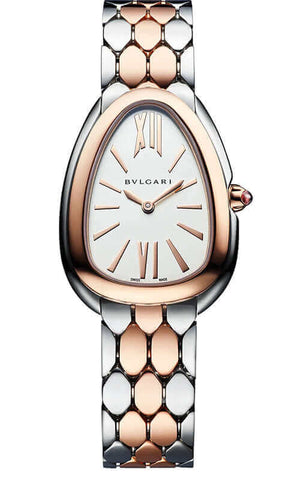 Bvlgari Serpenti Seduttori White Dial Two Tone Steel Strap Watch for Women - SERPENTI103277 Authentic Buy Shop Now