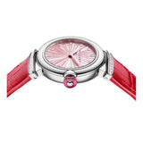 Bvlgari Lvcea Intarsio Diamonds Mother of Pearl Pink Dial Red Leather Strap Watch for Women - LVCEA103619 Authentic Buy Shop Now