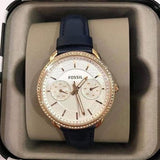 Fossil Tailor White Dial Blue Leather Strap Watch for Women - ES4394 Authentic Buy Shop Now